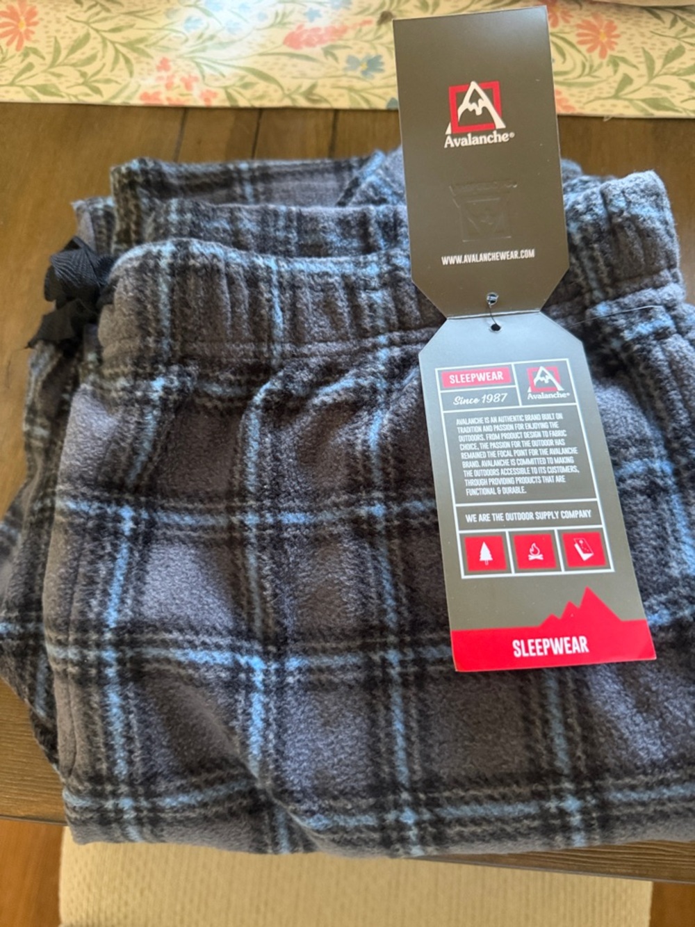 Avalanche Gray and Blue Plaid Fleece Sleep Pants
